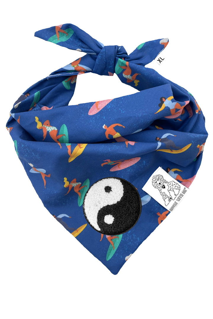 Dog Bandana Surfer - Blue - Customize by adding Interchangeable Velcro Embroidered Patches