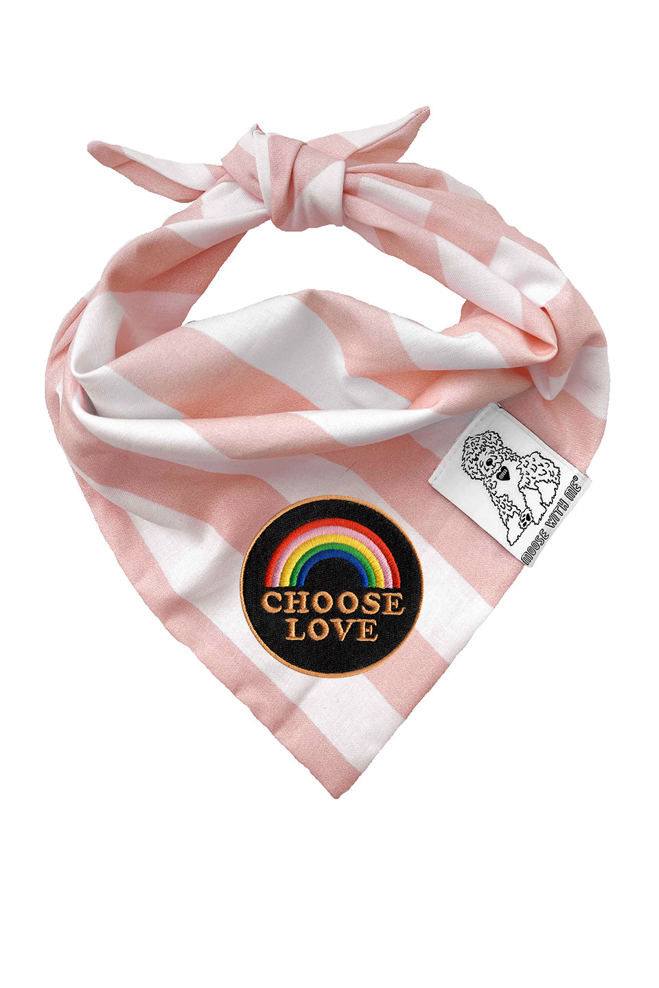 Dog Bandana Stripes - Blush - Customize by adding Interchangeable Velcro Embroidered Patches