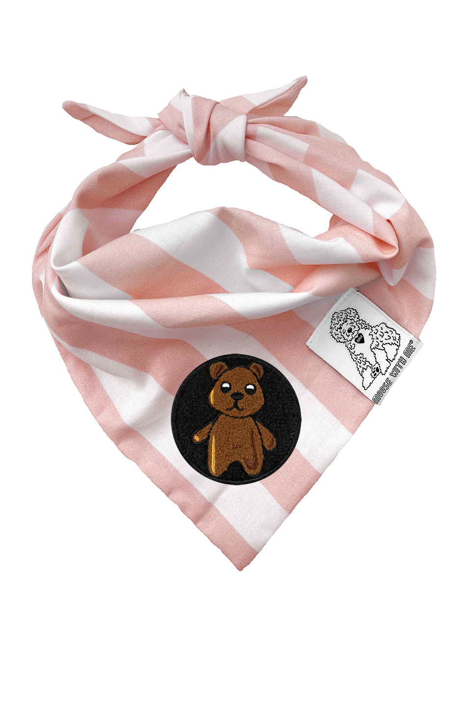Dog Bandana Stripes - Blush - Customize by adding Interchangeable Velcro Embroidered Patches