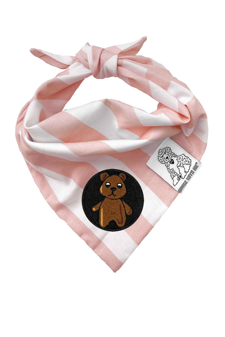 Dog Bandana Stripes - Blush - Customize by adding Interchangeable Velcro Embroidered Patches