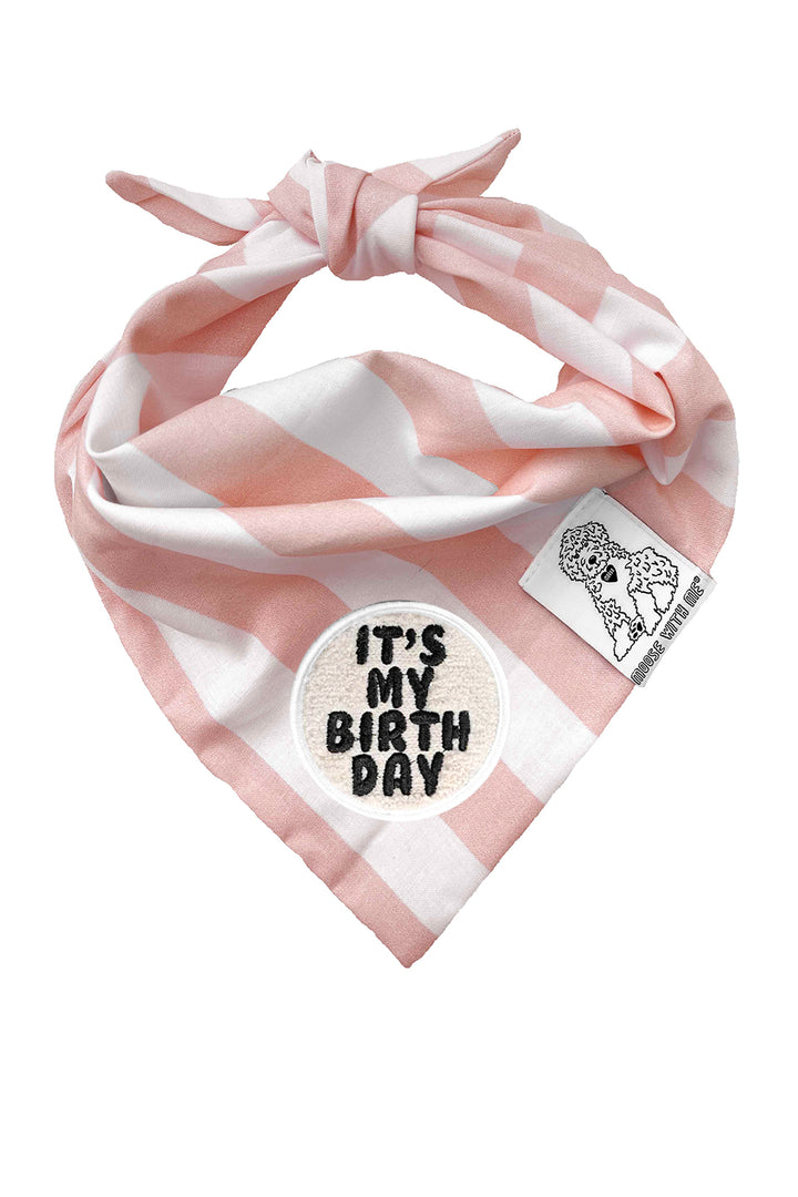 Dog Bandana Stripes - Blush - Customize by adding Interchangeable Velcro Embroidered Patches