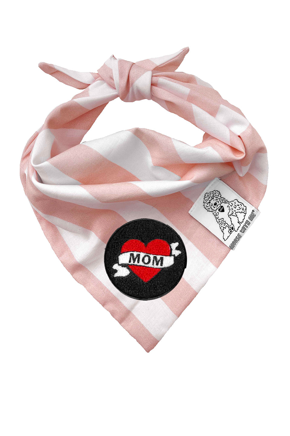 Dog Bandana Stripes - Blush - Customize by adding Interchangeable Velcro Embroidered Patches