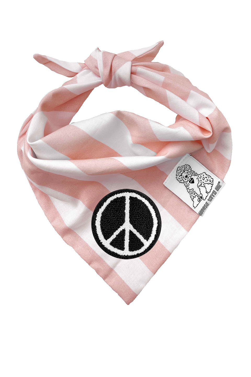 Dog Bandana Stripes - Blush - Customize by adding Interchangeable Velcro Embroidered Patches