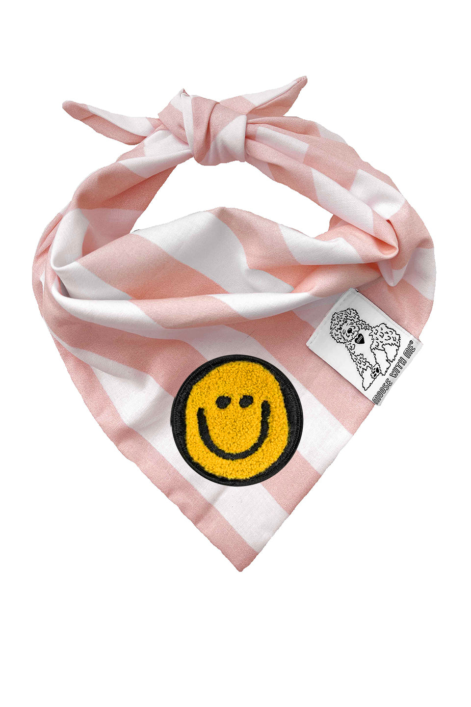 Dog Bandana Stripes - Blush - Customize by adding Interchangeable Velcro Embroidered Patches