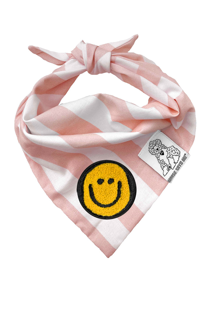 Dog Bandana Stripes - Blush - Customize by adding Interchangeable Velcro Embroidered Patches