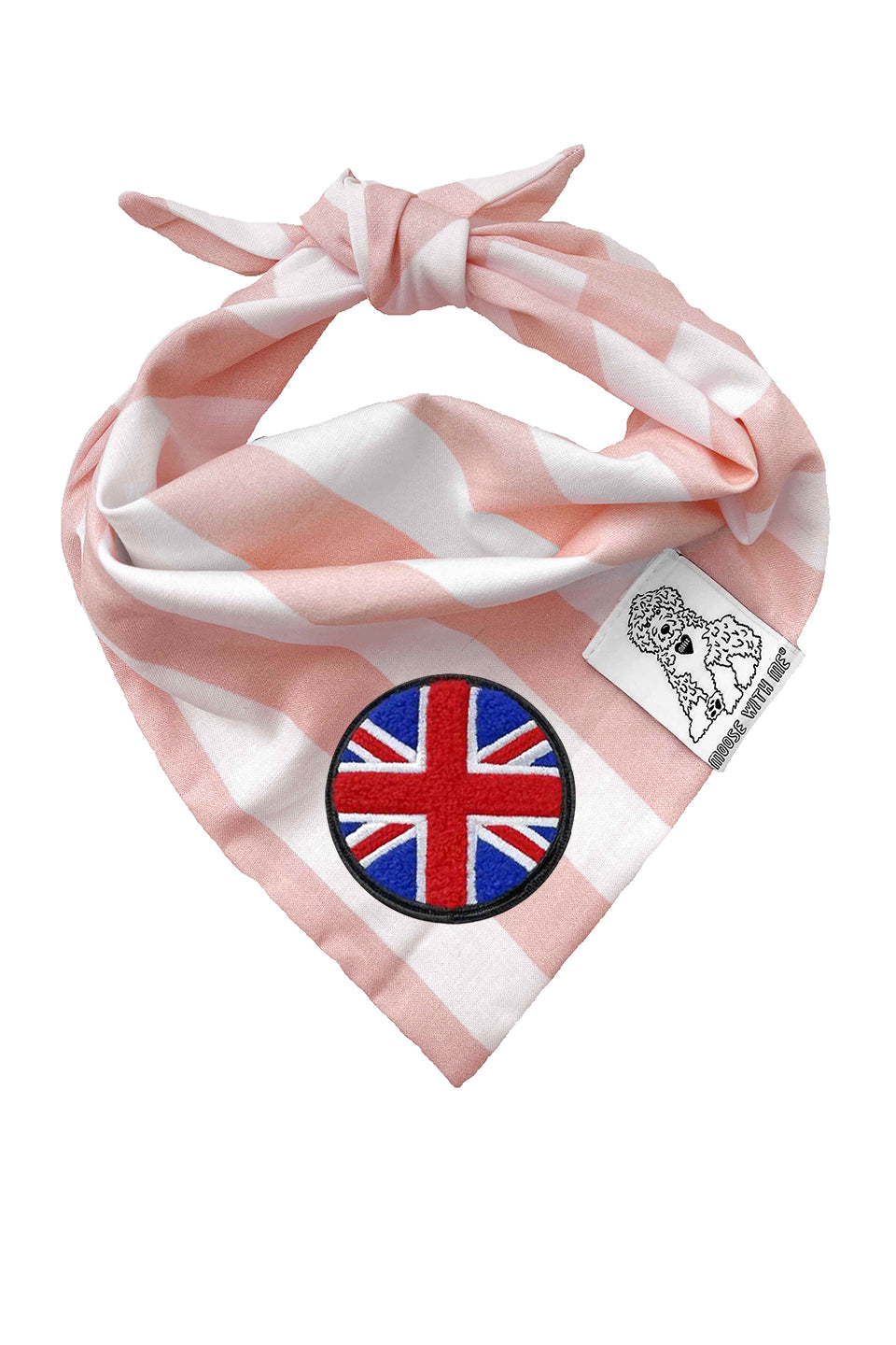 Dog Bandana Stripes - Blush - Customize by adding Interchangeable Velcro Embroidered Patches