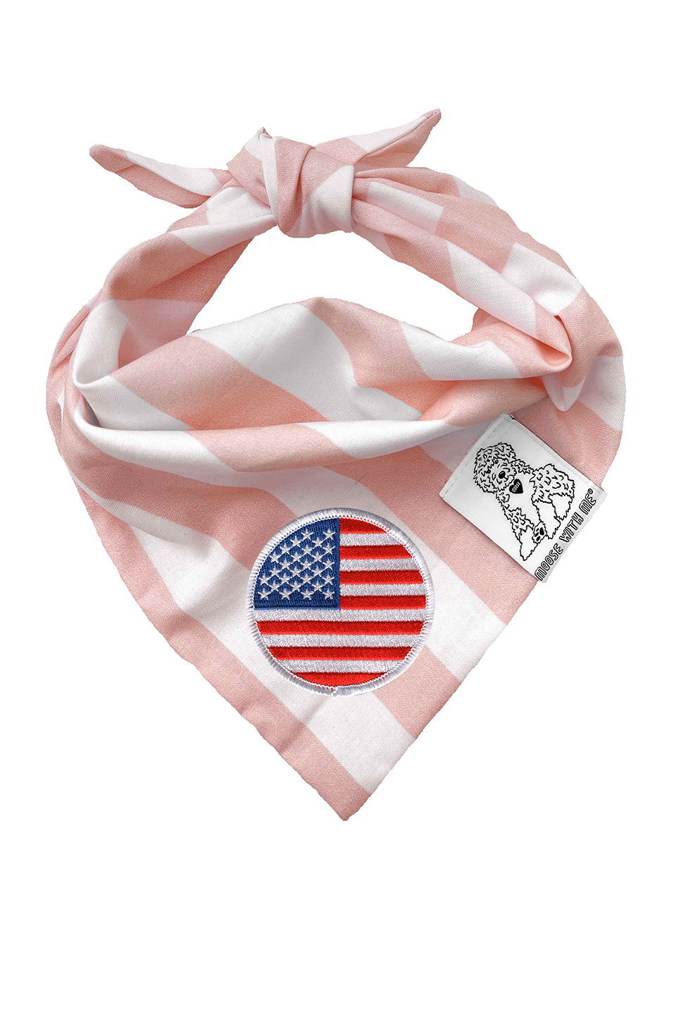 Dog Bandana Stripes - Blush - Customize by adding Interchangeable Velcro Embroidered Patches
