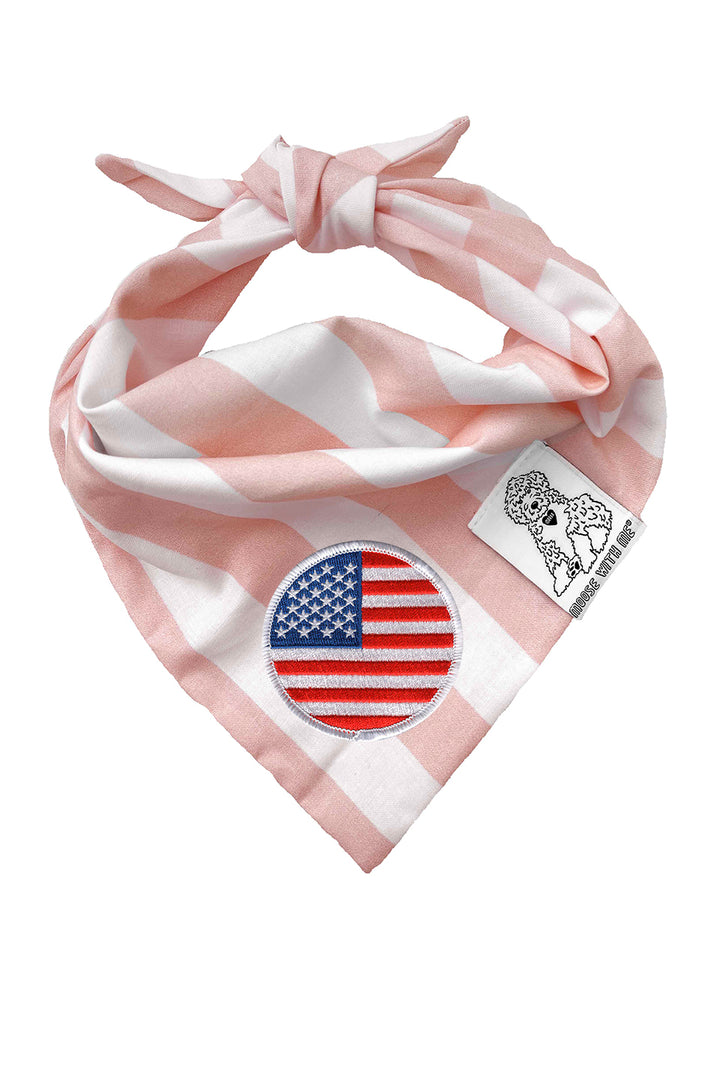 Dog Bandana Stripes - Blush - Customize by adding Interchangeable Velcro Embroidered Patches