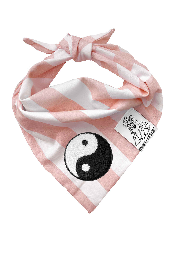 Dog Bandana Stripes - Blush - Customize by adding Interchangeable Velcro Embroidered Patches