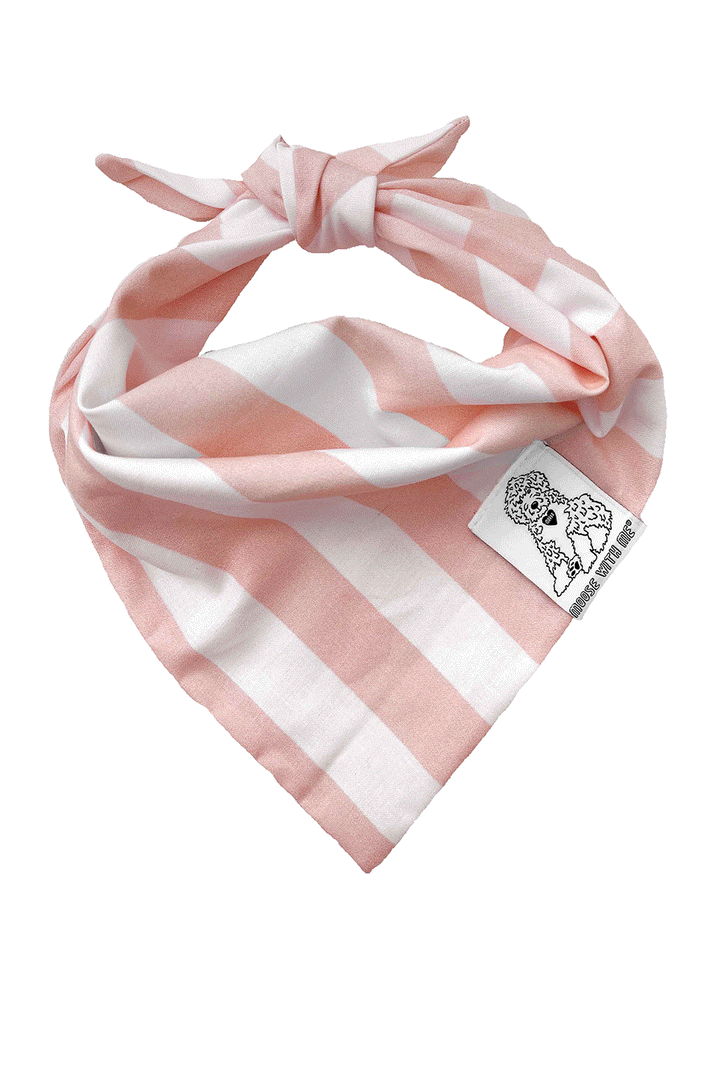 Dog Bandana Stripes - Blush - Customize by adding Interchangeable Velcro Embroidered Patches