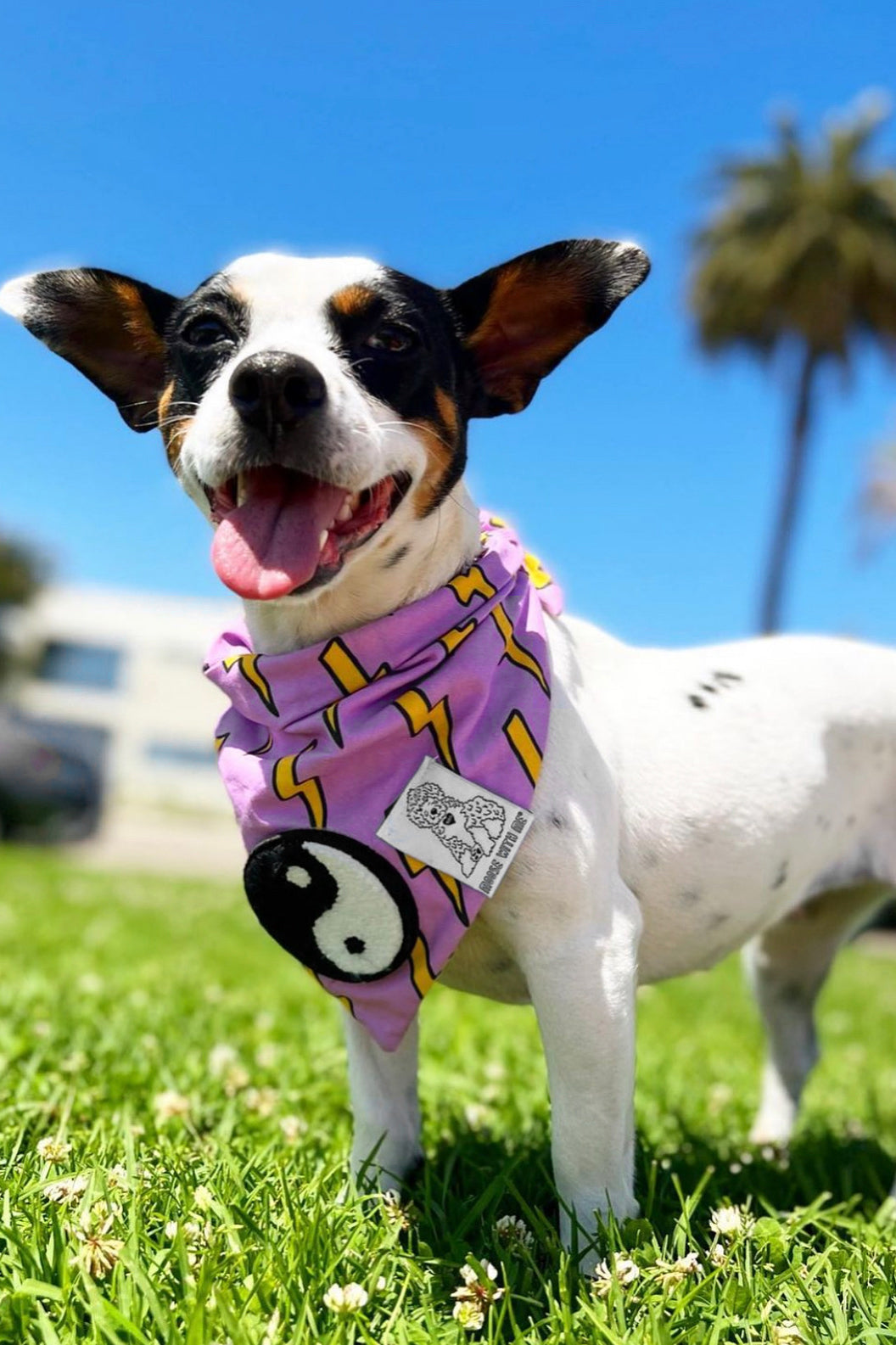 Dog Bandana Bolts - Purple - Customize by adding Interchangeable Velcro Embroidered Patches