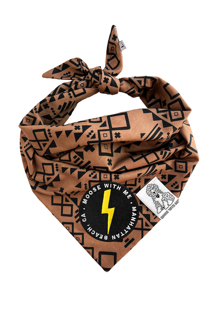 Dog Bandana Aztec - Brown - Customize by adding Interchangeable Velcro Embroidered Patches
