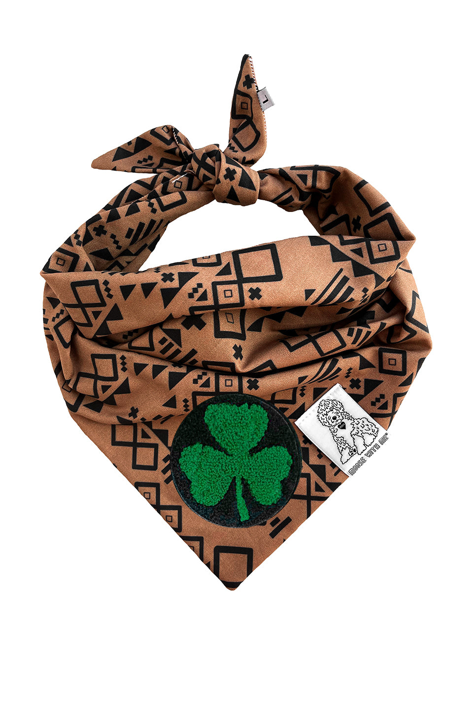 Dog Bandana Aztec - Brown - Customize by adding Interchangeable Velcro Embroidered Patches