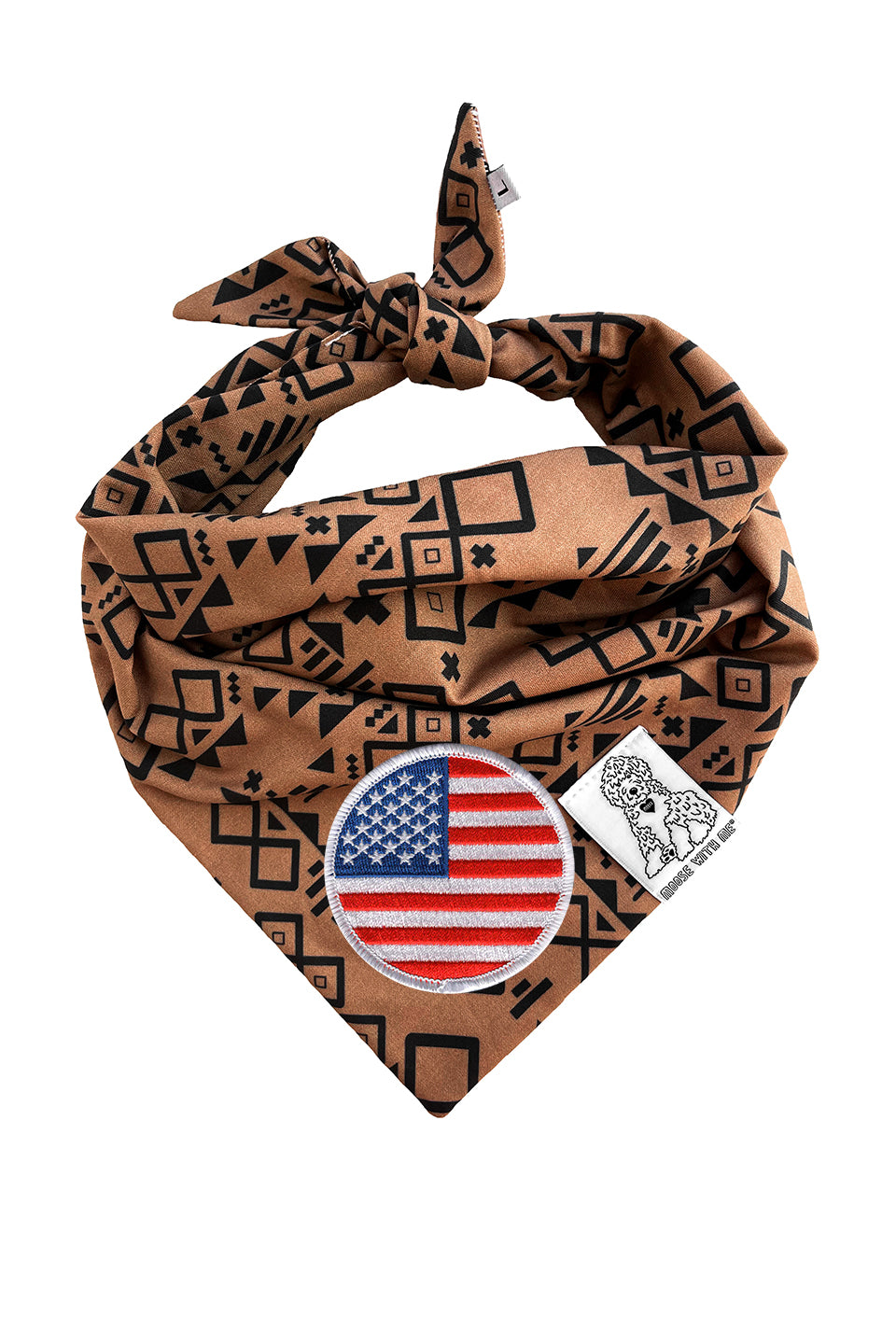 Dog Bandana Aztec - Brown - Customize by adding Interchangeable Velcro Embroidered Patches