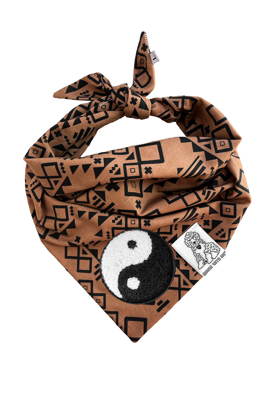 Dog Bandana Aztec - Brown - Customize by adding Interchangeable Velcro Embroidered Patches