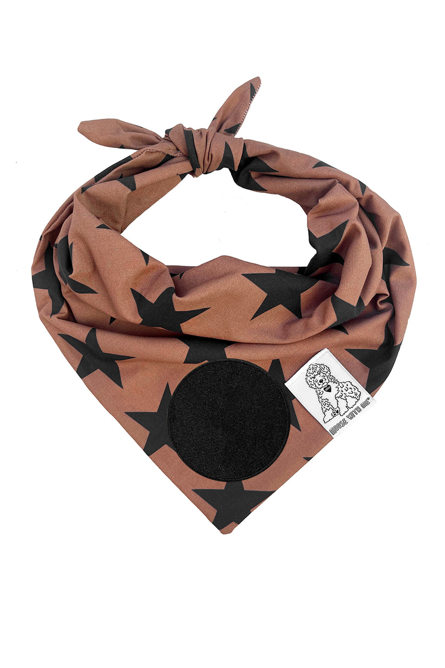Dog Bandana Stars - Brown - Customize by adding Interchangeable Velcro Embroidered Patches