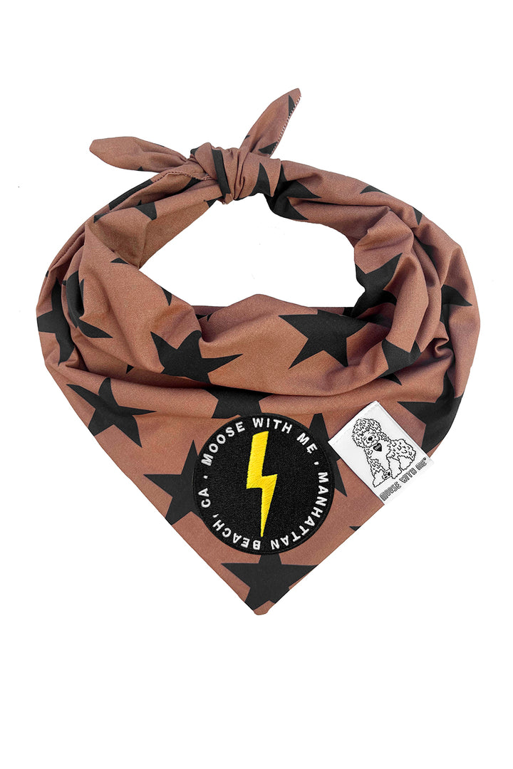Dog Bandana Stars - Brown - Customize by adding Interchangeable Velcro Embroidered Patches