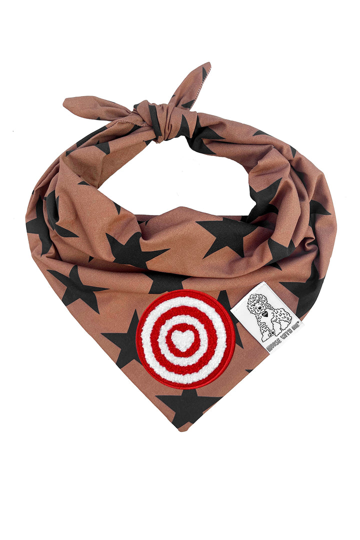 Dog Bandana Stars - Brown - Customize by adding Interchangeable Velcro Embroidered Patches