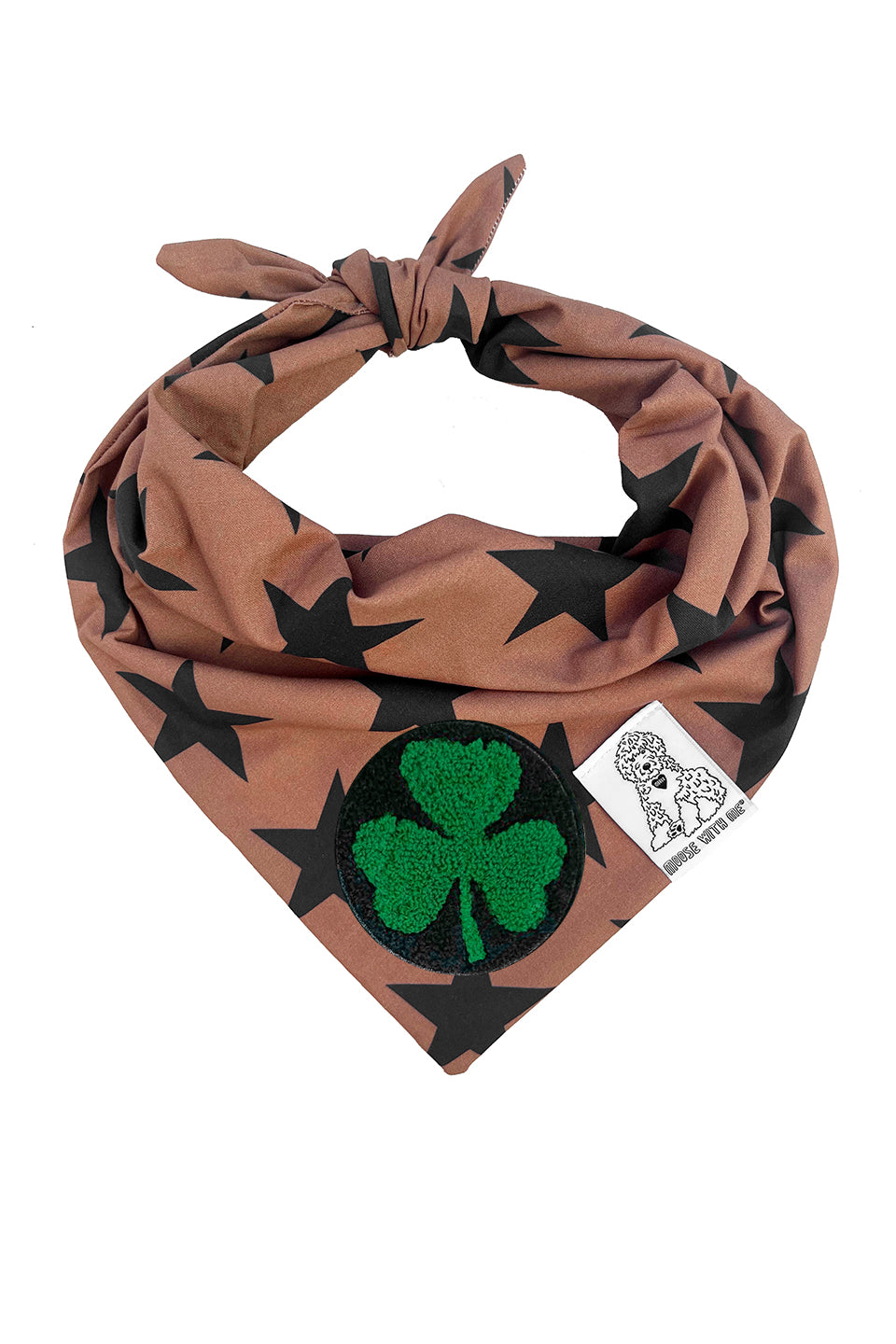 Dog Bandana Stars - Brown - Customize by adding Interchangeable Velcro Embroidered Patches