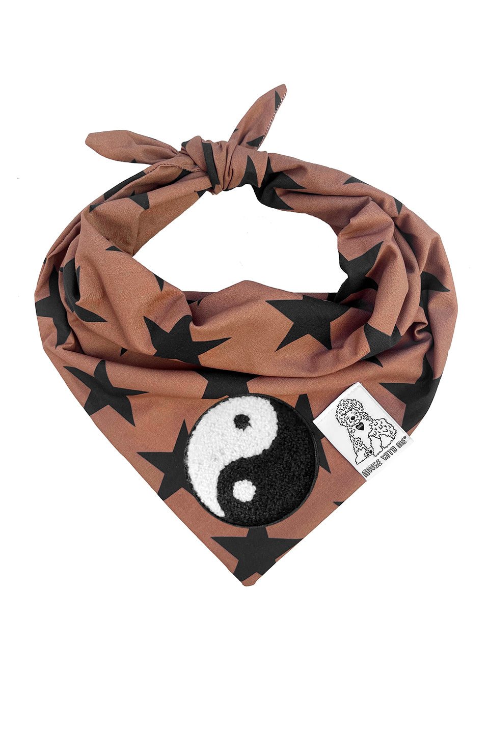 Dog Bandana Stars - Brown - Customize by adding Interchangeable Velcro Embroidered Patches