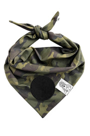 Dog Bandana Camouflage - Green - Customize by adding Interchangeable Velcro Embroidered Patches