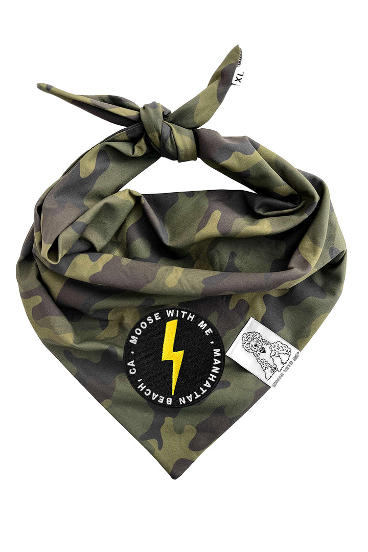Dog Bandana Camouflage - Green - Customize by adding Interchangeable Velcro Embroidered Patches