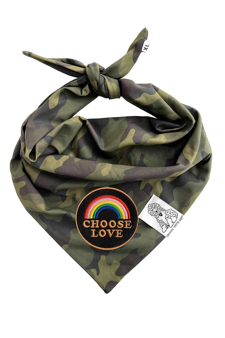 Dog Bandana Camouflage - Green - Customize by adding Interchangeable Velcro Embroidered Patches