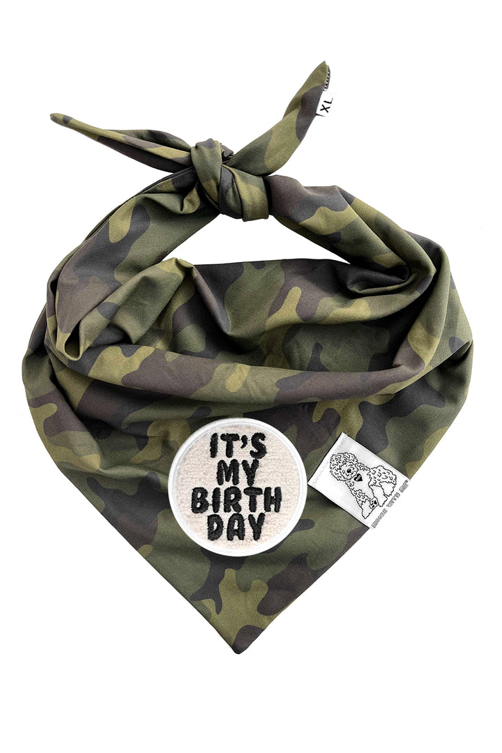 Dog Bandana Camouflage - Green - Customize by adding Interchangeable Velcro Embroidered Patches