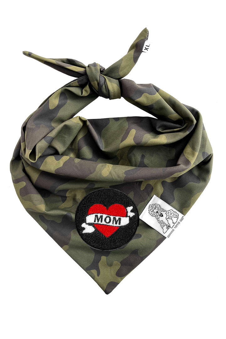 Dog Bandana Camouflage - Green - Customize by adding Interchangeable Velcro Embroidered Patches