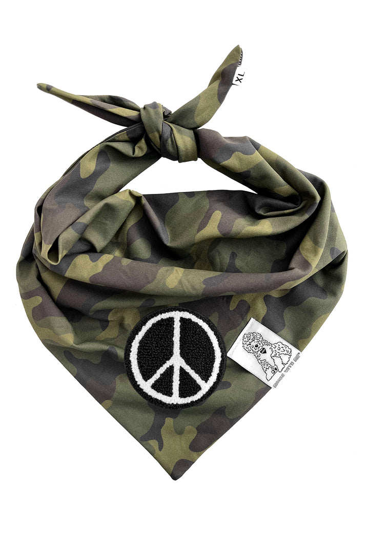 Dog Bandana Camouflage - Green - Customize by adding Interchangeable Velcro Embroidered Patches
