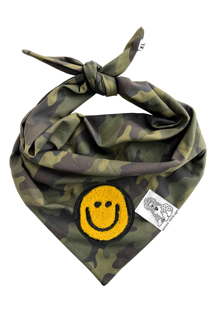 Dog Bandana Camouflage - Green - Customize by adding Interchangeable Velcro Embroidered Patches
