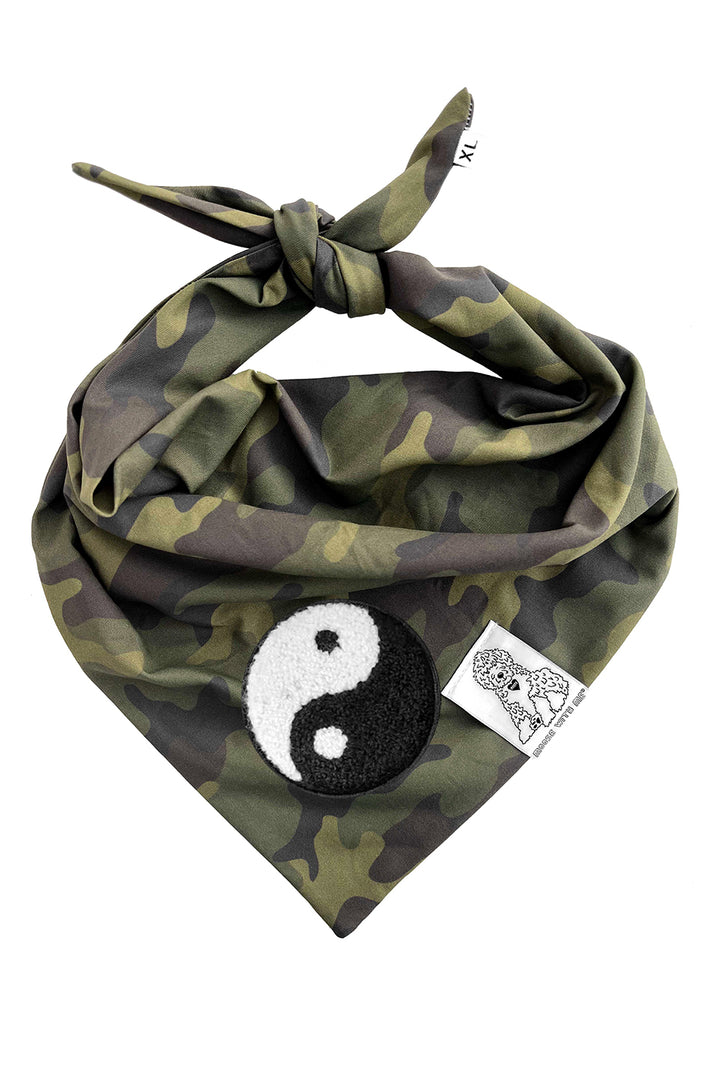Dog Bandana Camouflage - Green - Customize by adding Interchangeable Velcro Embroidered Patches