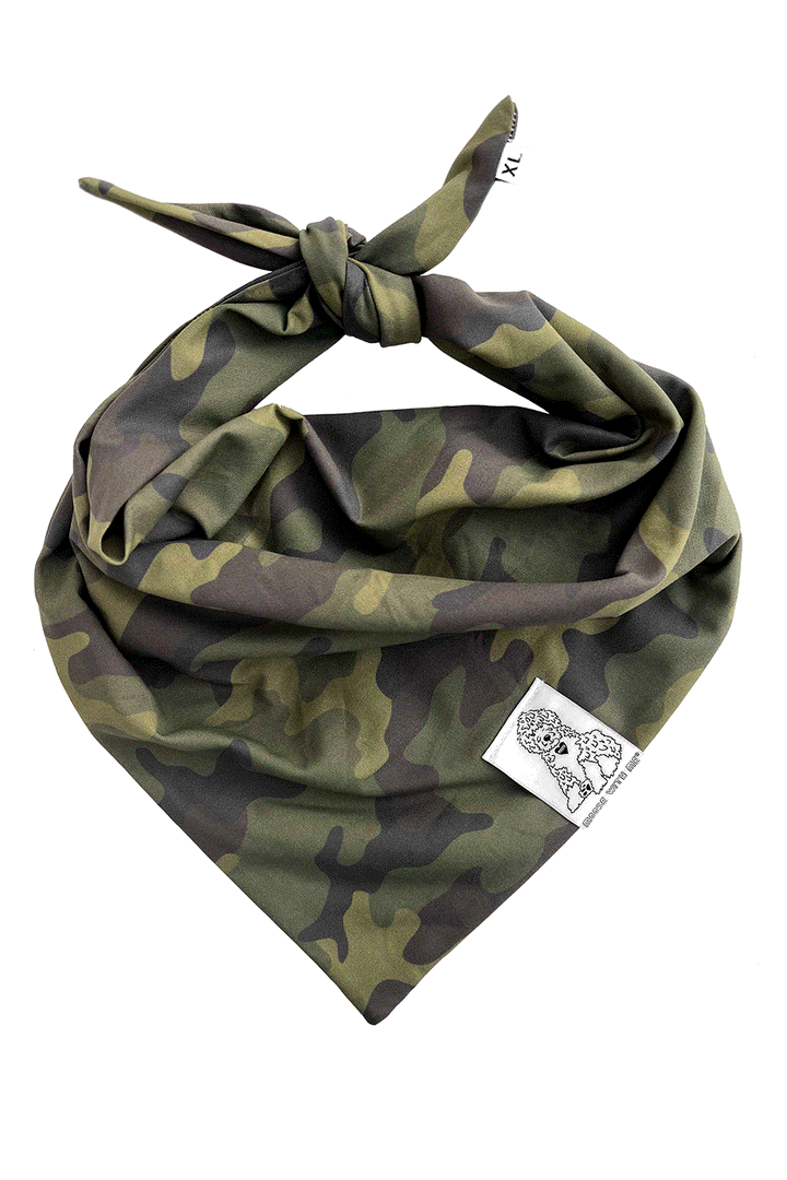 Dog Bandana Camouflage - Green - Customize by adding Interchangeable Velcro Embroidered Patches