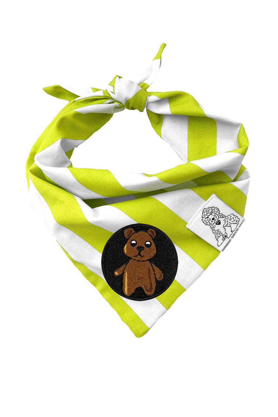 Dog Bandana Stripes - Green - Customize by adding Interchangeable Velcro Embroidered Patches