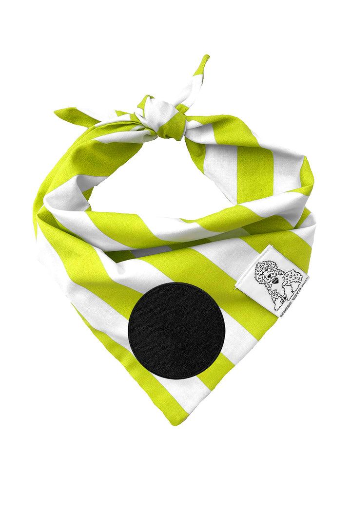 Dog Bandana Stripes - Green - Customize by adding Interchangeable Velcro Embroidered Patches