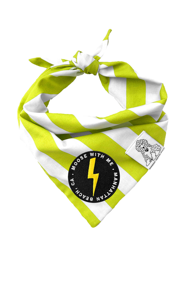Dog Bandana Stripes - Green - Customize by adding Interchangeable Velcro Embroidered Patches