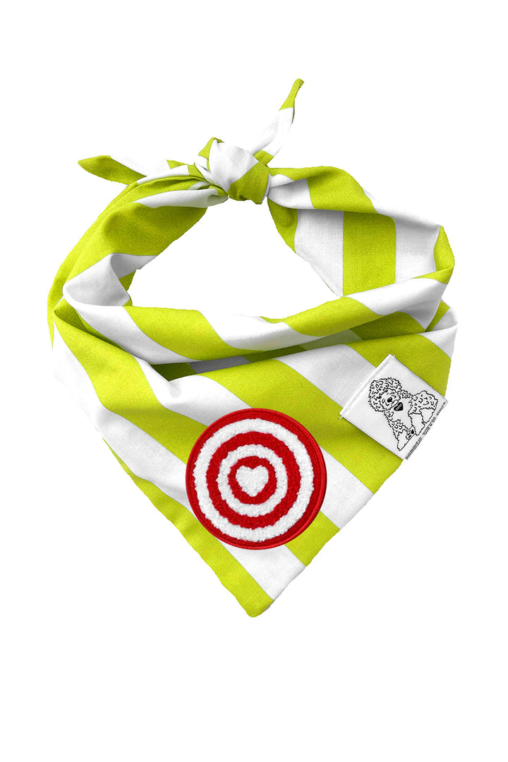 Dog Bandana Stripes - Green - Customize by adding Interchangeable Velcro Embroidered Patches