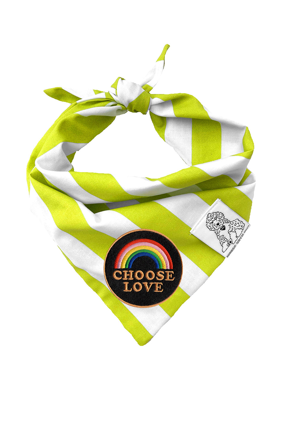 Dog Bandana Stripes - Green - Customize by adding Interchangeable Velcro Embroidered Patches