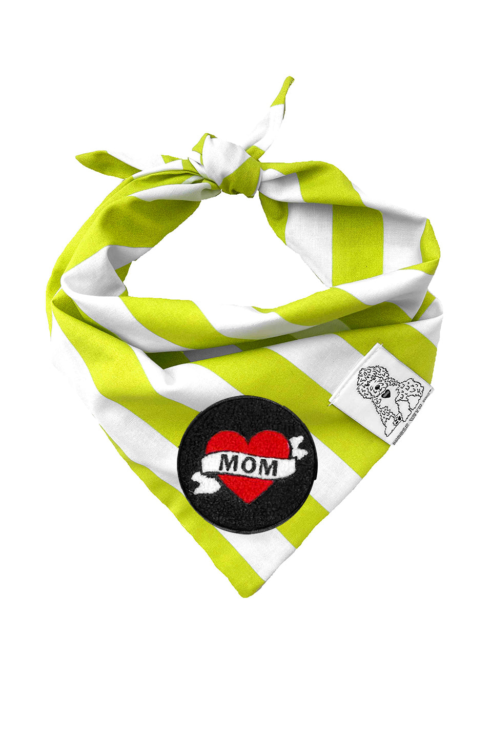 Dog Bandana Stripes - Green - Customize by adding Interchangeable Velcro Embroidered Patches