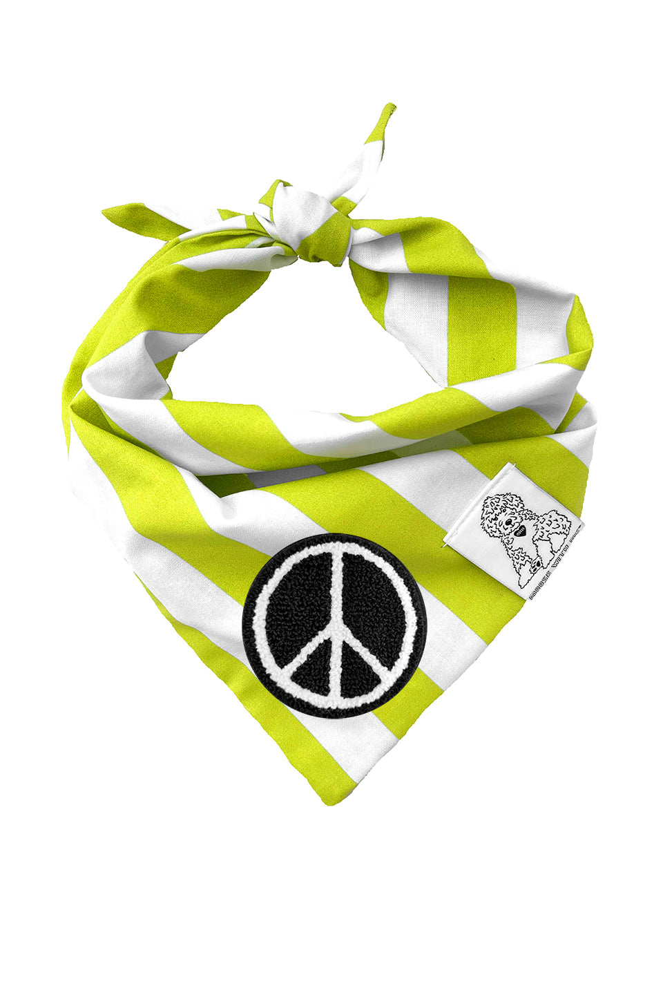 Dog Bandana Stripes - Green - Customize by adding Interchangeable Velcro Embroidered Patches