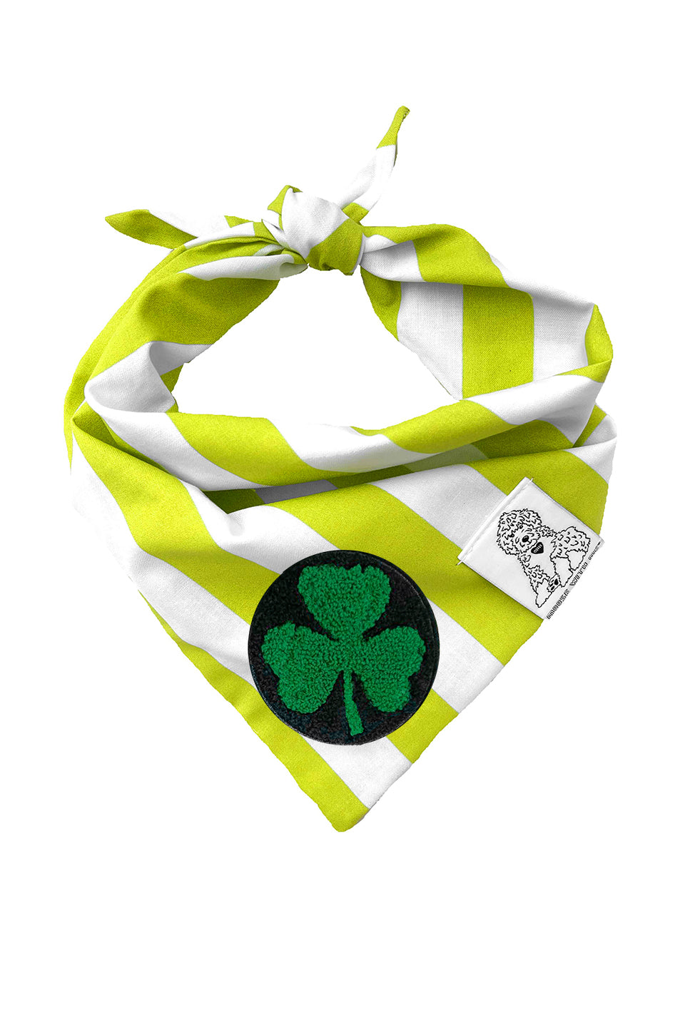 Dog Bandana Stripes - Green - Customize by adding Interchangeable Velcro Embroidered Patches