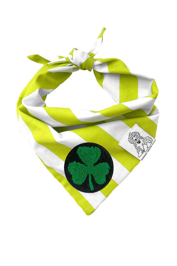 Dog Bandana Stripes - Green - Customize by adding Interchangeable Velcro Embroidered Patches