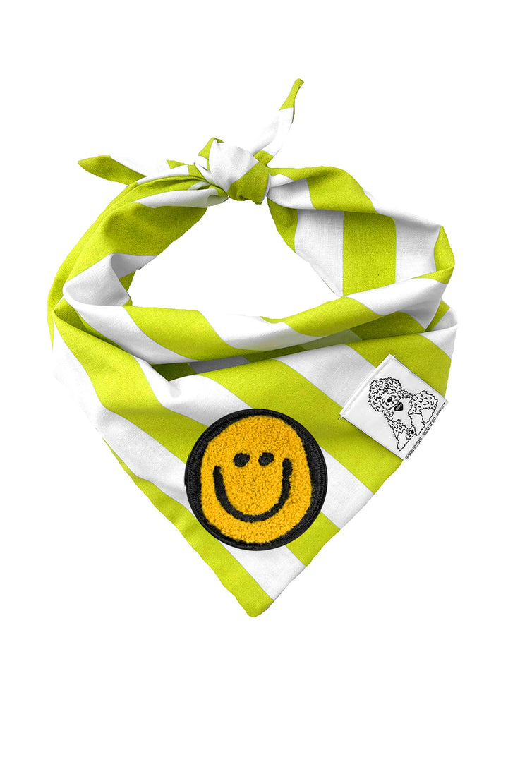 Dog Bandana Stripes - Green - Customize by adding Interchangeable Velcro Embroidered Patches