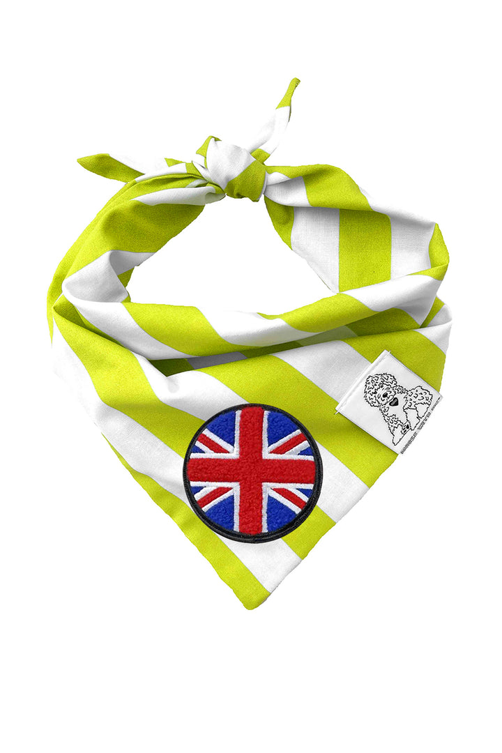 Dog Bandana Stripes - Green - Customize by adding Interchangeable Velcro Embroidered Patches