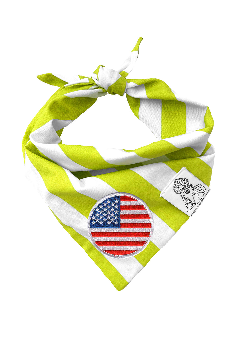 Dog Bandana Stripes - Green - Customize by adding Interchangeable Velcro Embroidered Patches