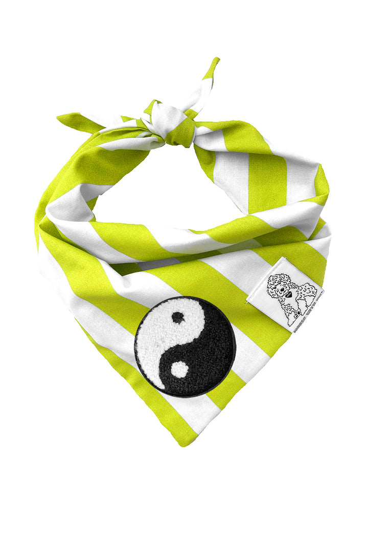 Dog Bandana Stripes - Green - Customize by adding Interchangeable Velcro Embroidered Patches
