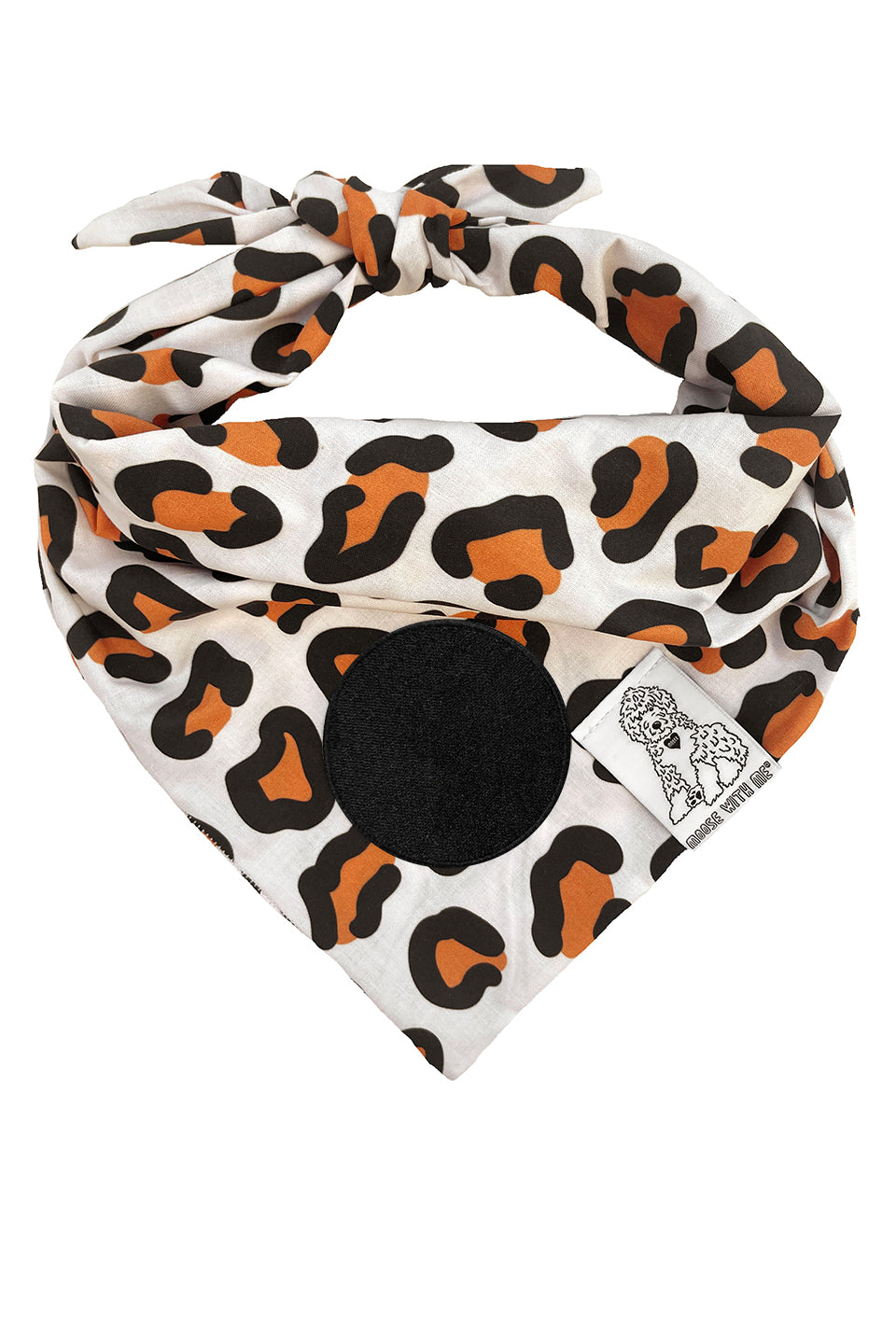 Dog Bandana Leopard Print - Cream - Customize by adding Interchangeable Velcro Embroidered Patches
