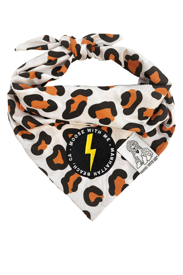 Dog Bandana Leopard Print - Cream - Customize by adding Interchangeable Velcro Embroidered Patches
