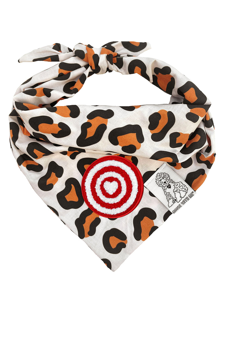 Dog Bandana Leopard Print - Cream - Customize by adding Interchangeable Velcro Embroidered Patches