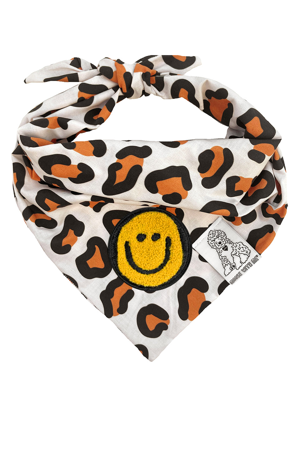 Dog Bandana Leopard Print - Cream - Customize by adding Interchangeable Velcro Embroidered Patches